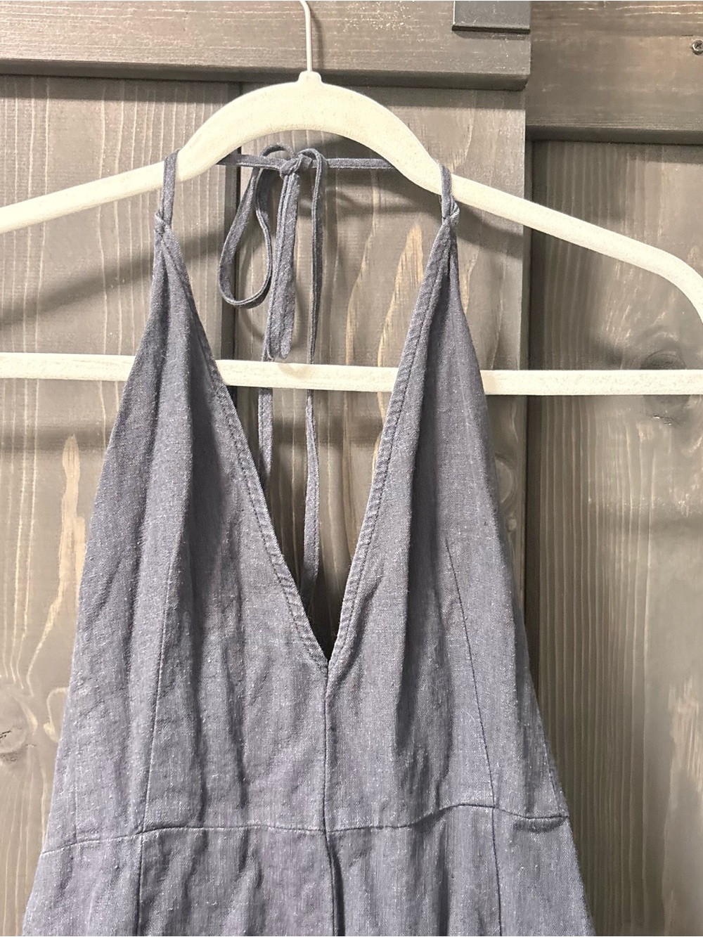 New Free people  linen Halter Romper with Front Pockets - Picture 2 of 5